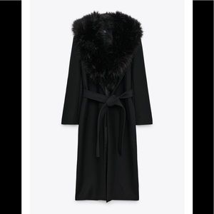 Zara Black Fur Collar Coat